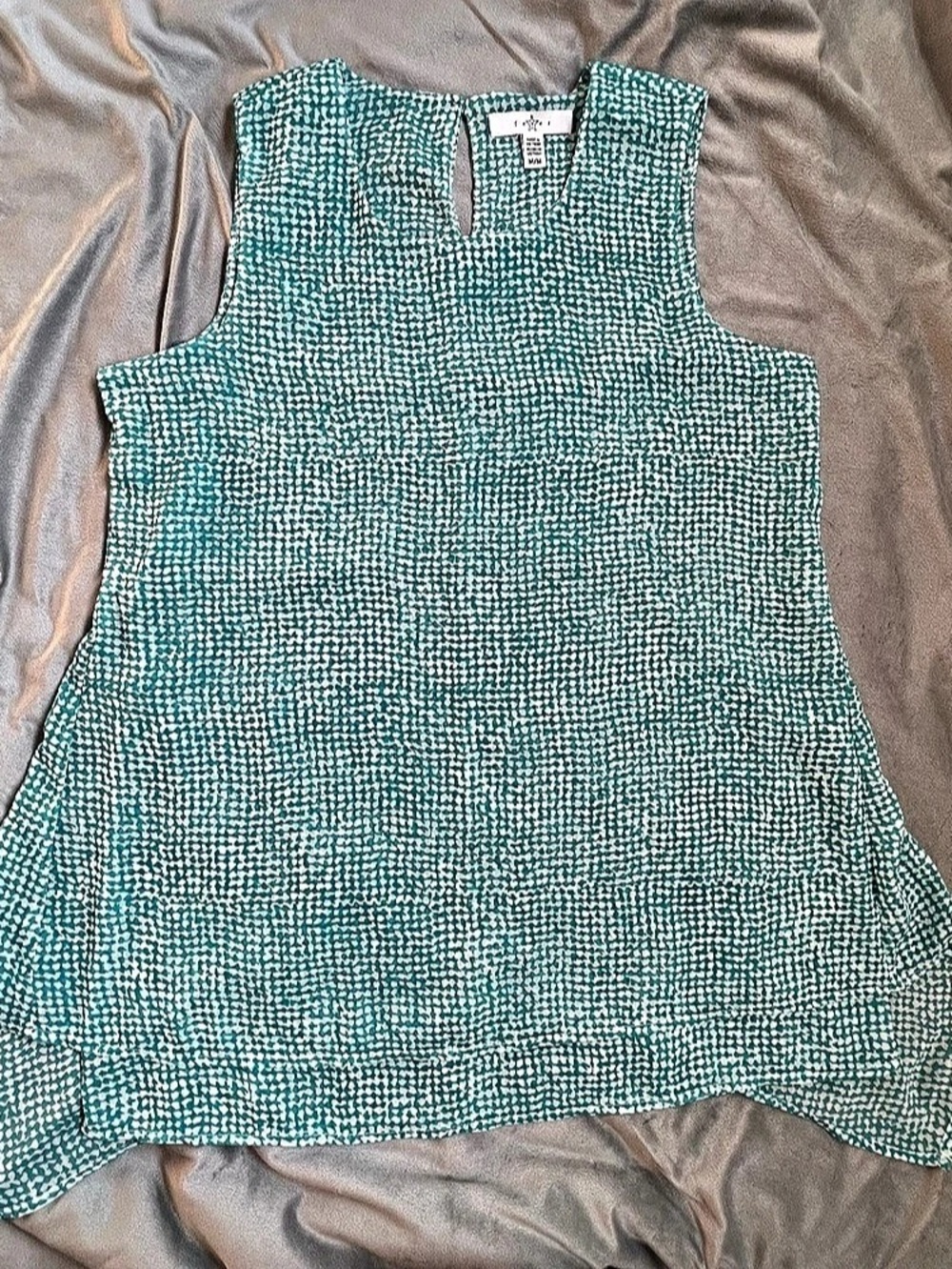 Fever Abstract Print Sleeveless Tunic in Blue & White Double line Size Medium